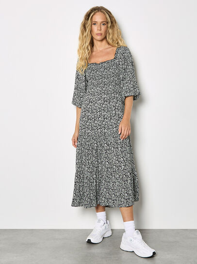 Ditsy Floral Smocked Midi Dress