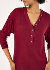 Ribbed Knit Midi Dress, Burgundy, large