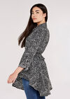 Printed Hanky Hem Dress, Black, large