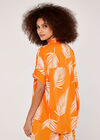 Palm Print Cropped Shirt, Orange, large
