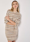Tonal Stripe Jumper Mini Dress, Stone, large