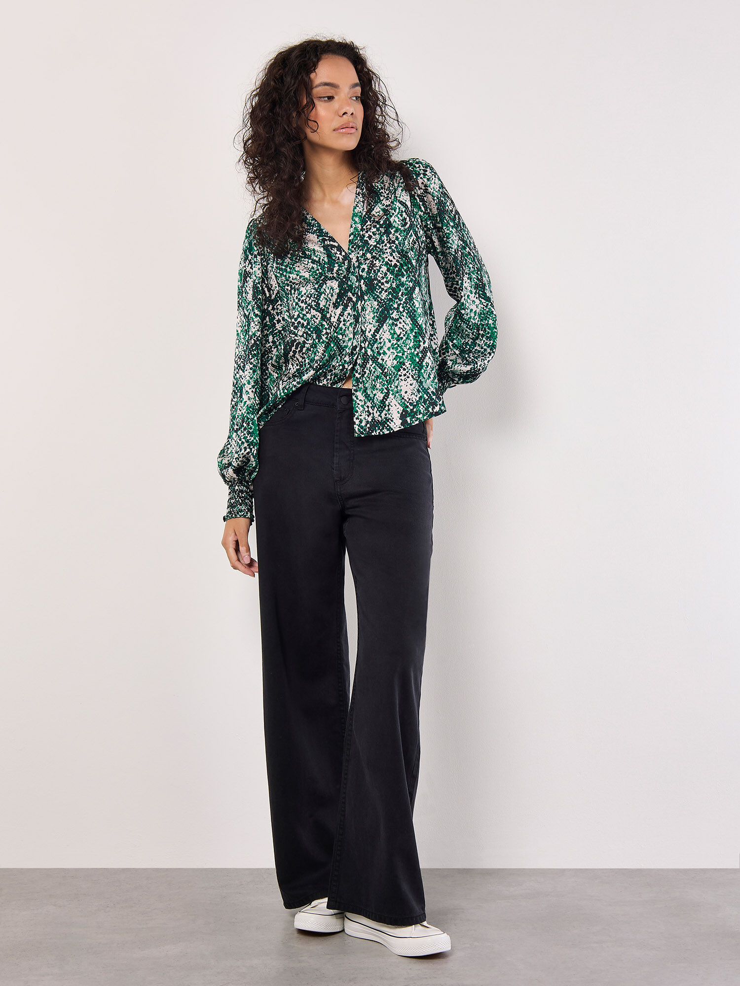 Patterned satin blouse online