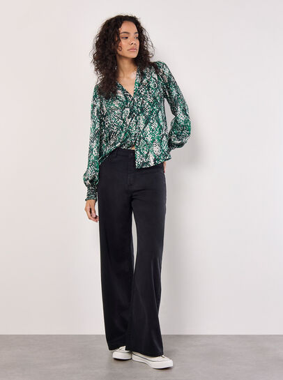Snakeskin Hammered Satin Blouse