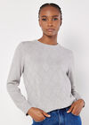 Diamond Pointelle Jumper, Grey, large