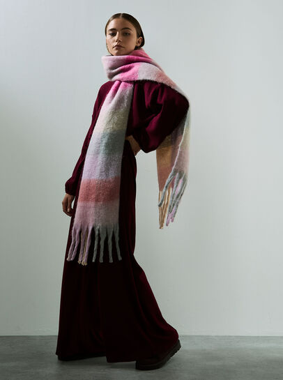 Pastel Check Colour Block Scarf