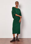 Fine Knit Cable Midi Skirt, Green, large