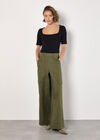 Wide Leg Cotton Cargo Trousers, Khaki, large