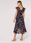 Leaf Ruffle Midi Dress, Navy, large