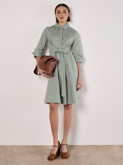 Cotton Stripe Shirt Mini Dress