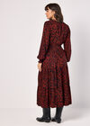 Abstract Print Tiered Midaxi Dress, Red, large