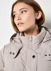 Longline Padded Puffer Coat, Stone, large