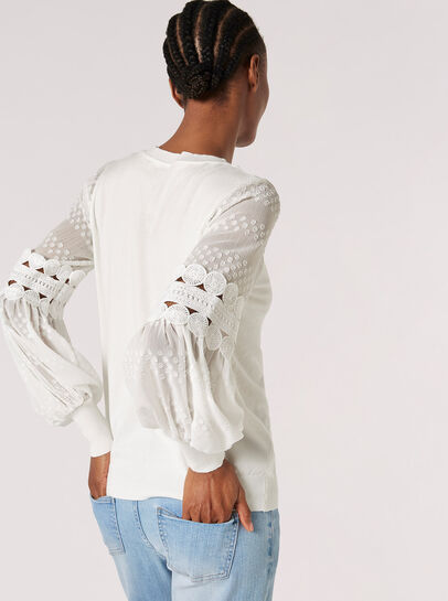 Contrast Chiffon Sleeves Jumper