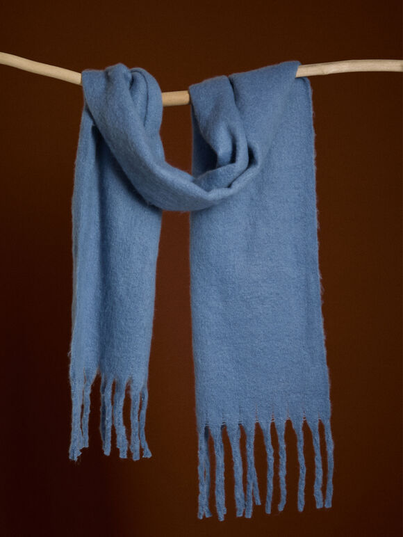 Soft Boucle Knit Scarf, Sky Blue, large