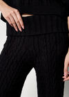 Twisted Cable Knit Wide Leg Trousers, Black, large