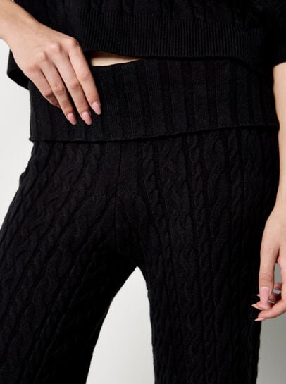 Twisted Cable Knit Wide Leg Trousers