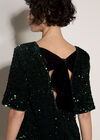Sequin Embellished Mini Dress, Green, large