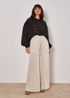 Wide Leg Linen Mix Trousers, Stone, large