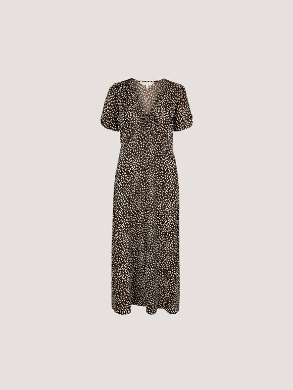Animal Print Midaxi Dress, Brown, large
