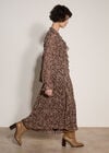 Paisley Chiffon Ruffle Blouse, Brown, large