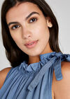 Frill Neck Tencel Top, Blue, large