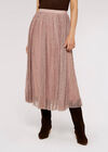 Lurex Pleated Midi Skirt, Pink, large