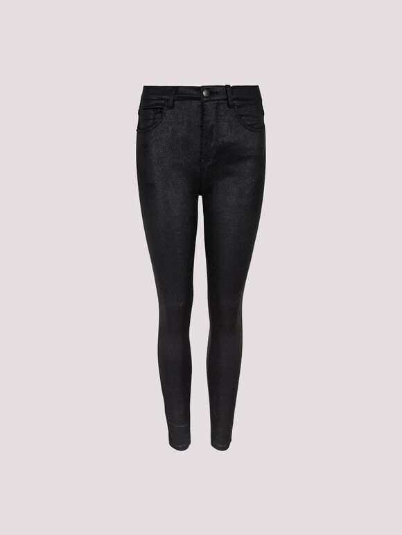 Sparkle Stretch Skinny Fit Jeans, Black, large