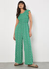 Mosaic Ruffle Sleeve Jumpsuit, Green, large