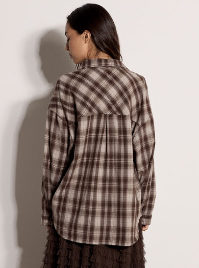 Check Print Oversized Shirt