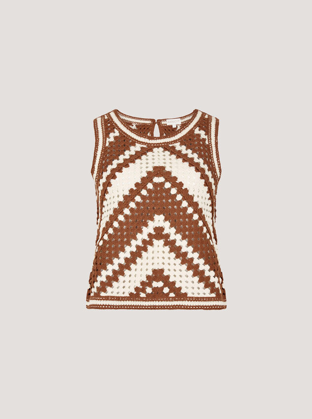 Chevron Crochet Top, Stone, large