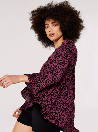 Animal Print Ruffle Top 