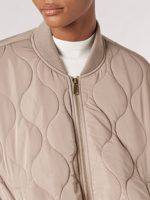 Quilted Bomber Jacket, Stone, large