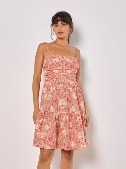 Batik Tile Print Cami Mini Dress