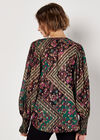 Gold Foil Floral Blouse, Black, large