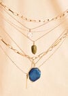 Gold Tone Layered Pendant Necklace, Blue, large
