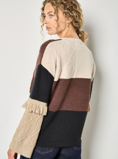 Mixed Cable Knit Patchwork Jumper