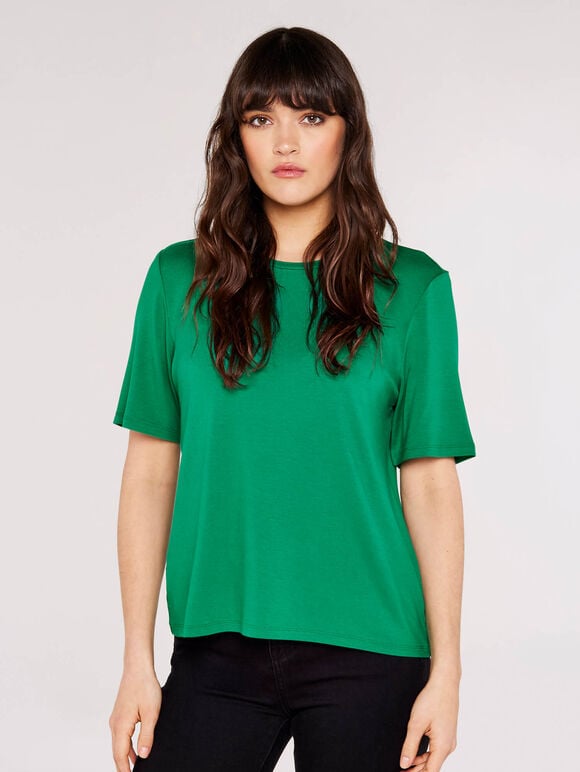 Short Sleeve Plain T-Shirt, Green, large