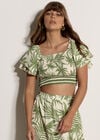 Palm Print Crop Top, Cream, large