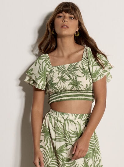 Palm Print Crop Top