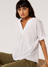 Relaxed-Fit V-Neck Blouse, White, large