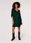 Soft-Touch Cocoon Mini Dress, Green, large