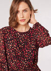 Animal Print Chiffon Mini Dress, Burgundy, large