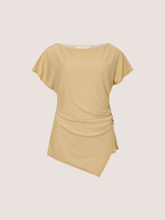 Sparkle Side Ruched Jersey Top, Yellow, large