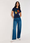 Love Knitted T-Shirt, Navy, large