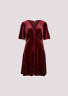 Velvet Button-Down Mini Dress, Burgundy, large