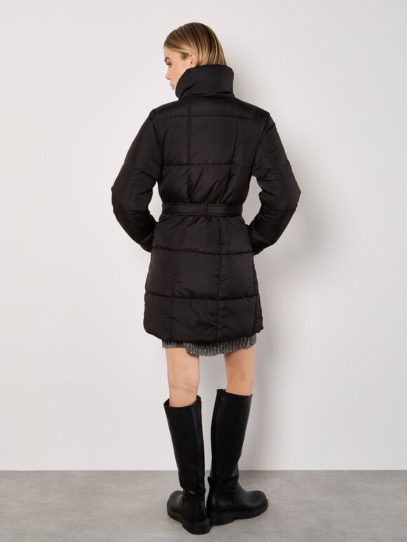 Quilted Puffer Jacket, Black, large