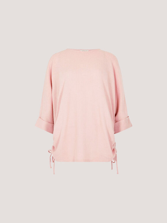 Soft Touch Drawstring Batwing Top, Pink, large