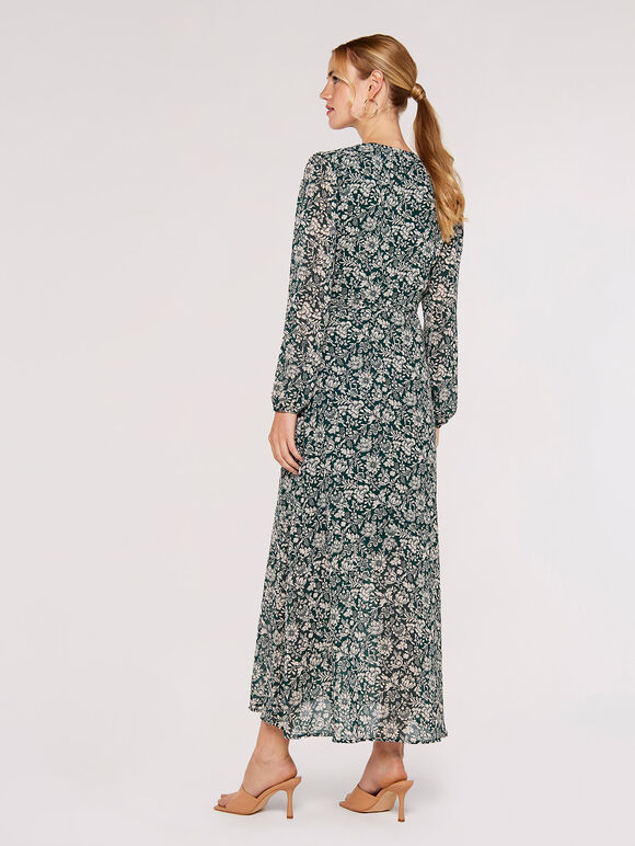 Floral Wrap Maxi Dress, Green, large