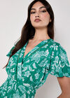 Sarasa Floral Wrap Mini Dress, Green, large
