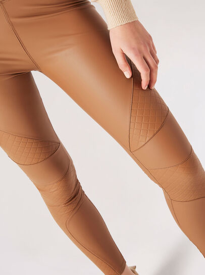 Leather-Look Panel Leggings