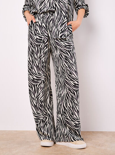 Zebra Print Wide Leg Trousers